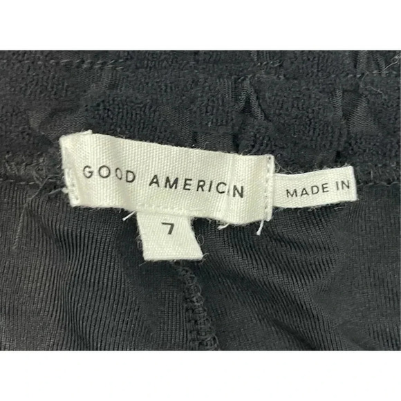 NWT Good American Terry Jacquard Woven Casual Shorts Sz 7 4XL Black Textured - Picture 7 of 9